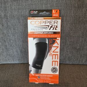 Copper Fit Black Knee Compression Sleeve, Size Large, Unisex, New